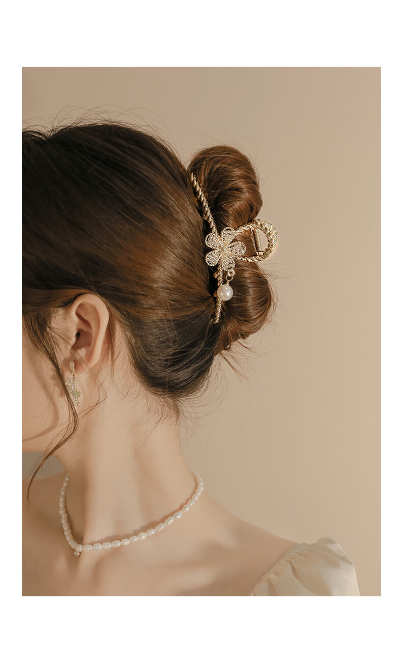 Xiangwan Hair Clip, Metal Flower Barrette, Chinese Style Hair Clip, High-End Shark Clip for Back of Head, Birthday Gift for Wome 4