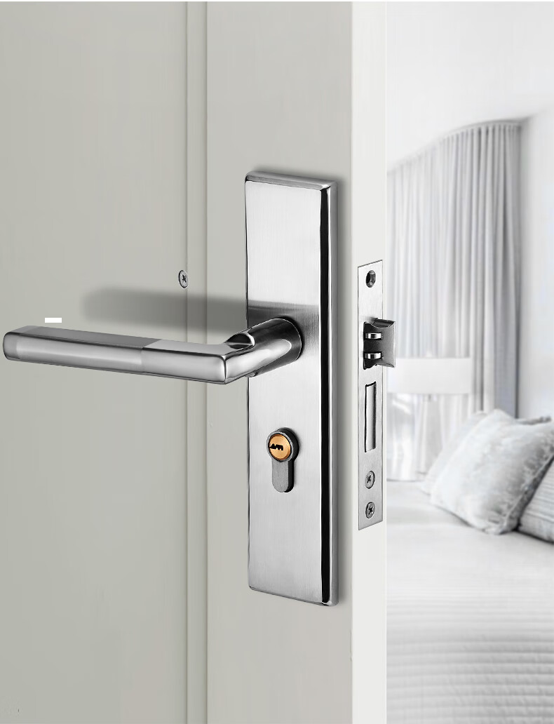 Fly.Globe Door Lock, Interior Bedroom Door Lock, Anti-Theft Stainless Steel Lock, Solid Wood Door Handle K170 12