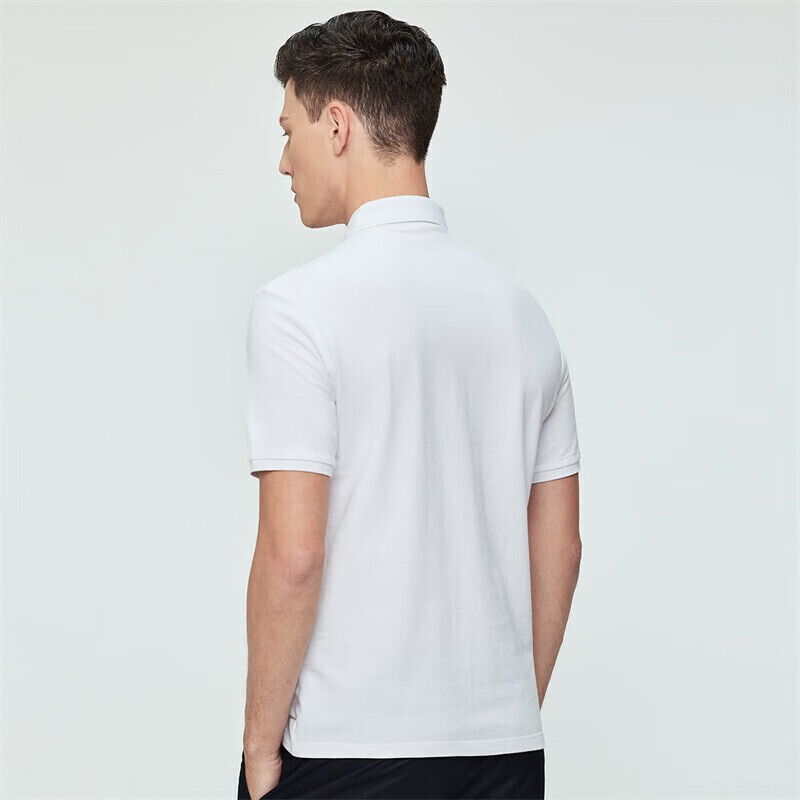 DANCING WOLVES [100% Cotton] Summer Versatile Casual Men's Short-Sleeve Polo Shirt, 803 Pure White, M(170)