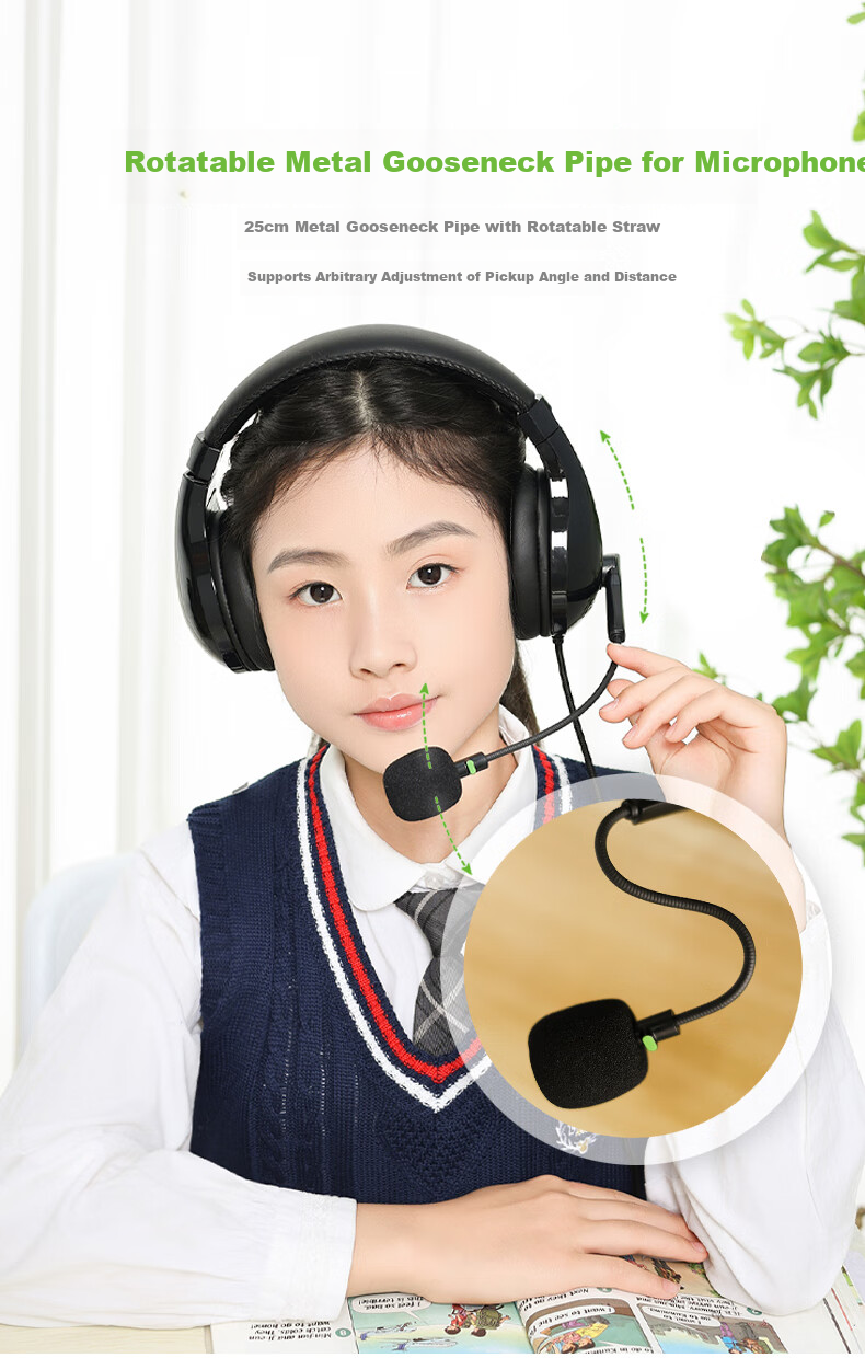 SaLaR E810 English Speaking And Listening Exam Headphones, Over-Ear, for Middle School And College Entrance Exams, Recording And Repeating Function, Human-Machine Dialogue Earphone with Microphone, USB Interface, Dual-Use Type-C Port, White Color 10