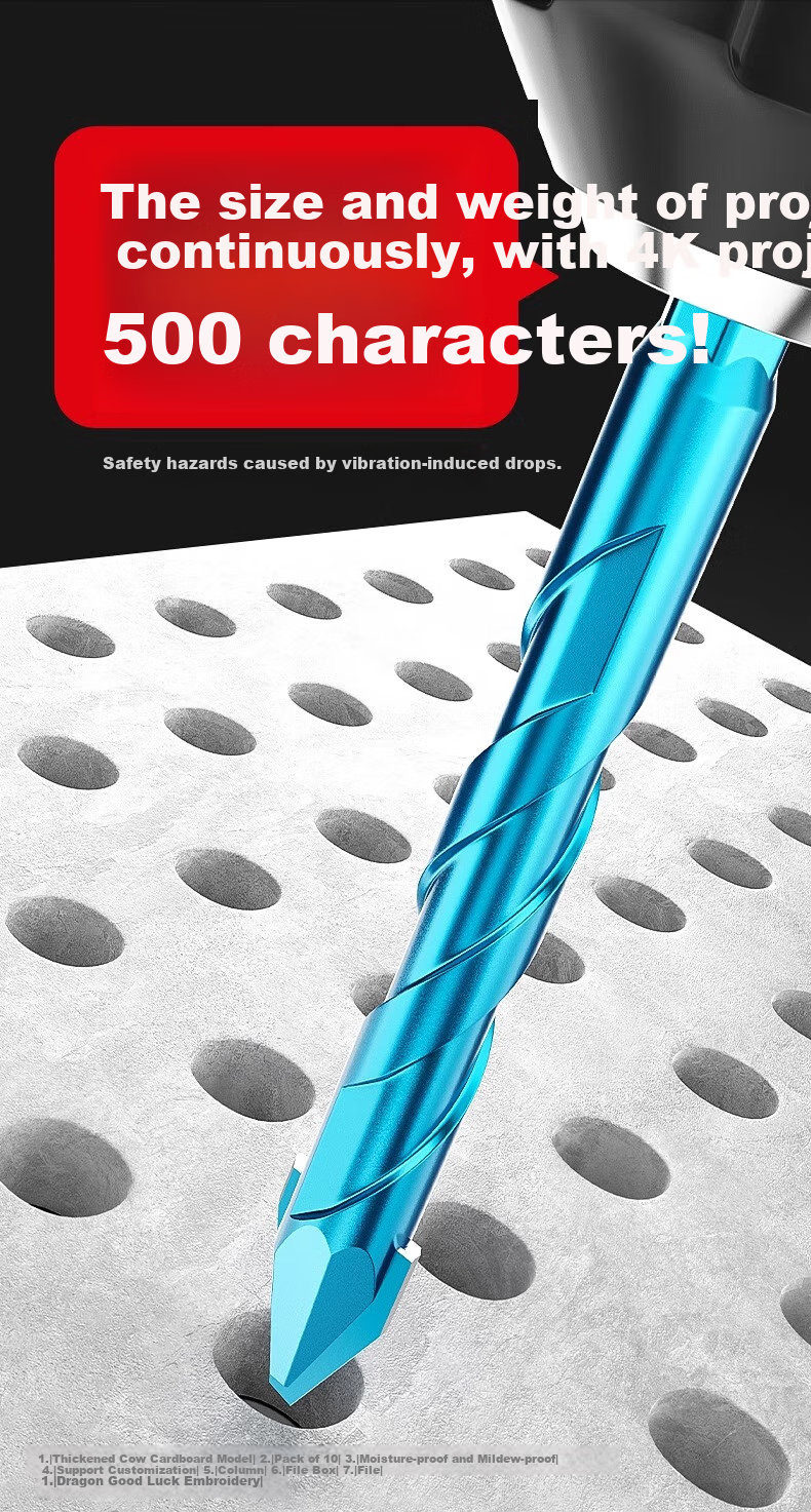 HUHAO Ultra-Hard Ceramic Angled Eccentric Drill Bit, Alloy Triangular Drill Adapter, All-Ceramic Tile Drilling Special Drill Bit, 6mm 4