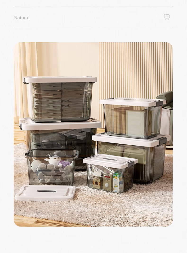 Jiadu Transparent Storage Box for Home And Car Use, Large Plastic Container for Clothes And Toys, Organizer Basket 13