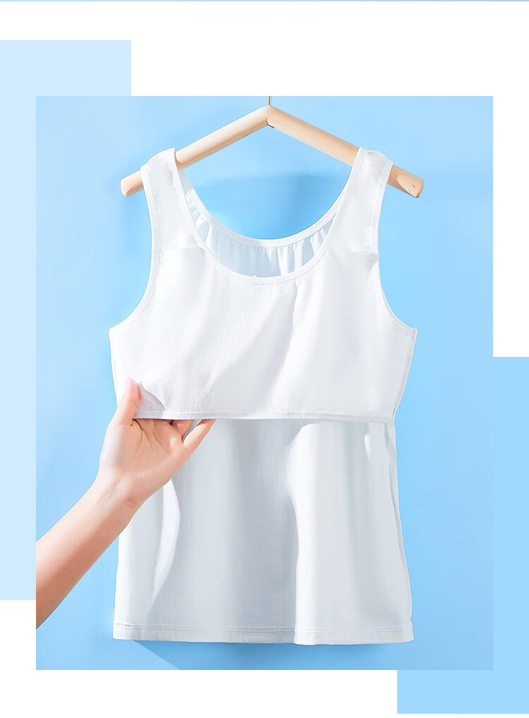 LangSha Children's Vest-Style Underwear, Girls' Training Bra for Puberty, Camisole for Young Women, White Bow Tie, Size 170 6