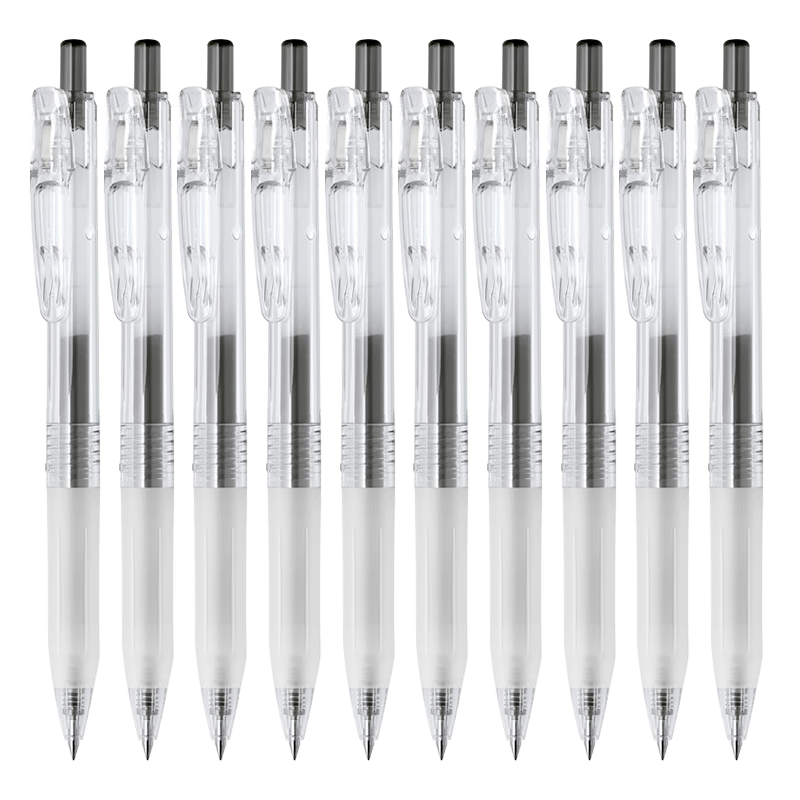 ZEBRA Bio Exam Pen, 0.5mm Transparent Eco-Friendly Sugarcane Barrel, JJ15 High-Quality Exam Writing Pen with Retractable Mechanism, Transparent Light-Colored Barrel (Black Ink), Pack of 10