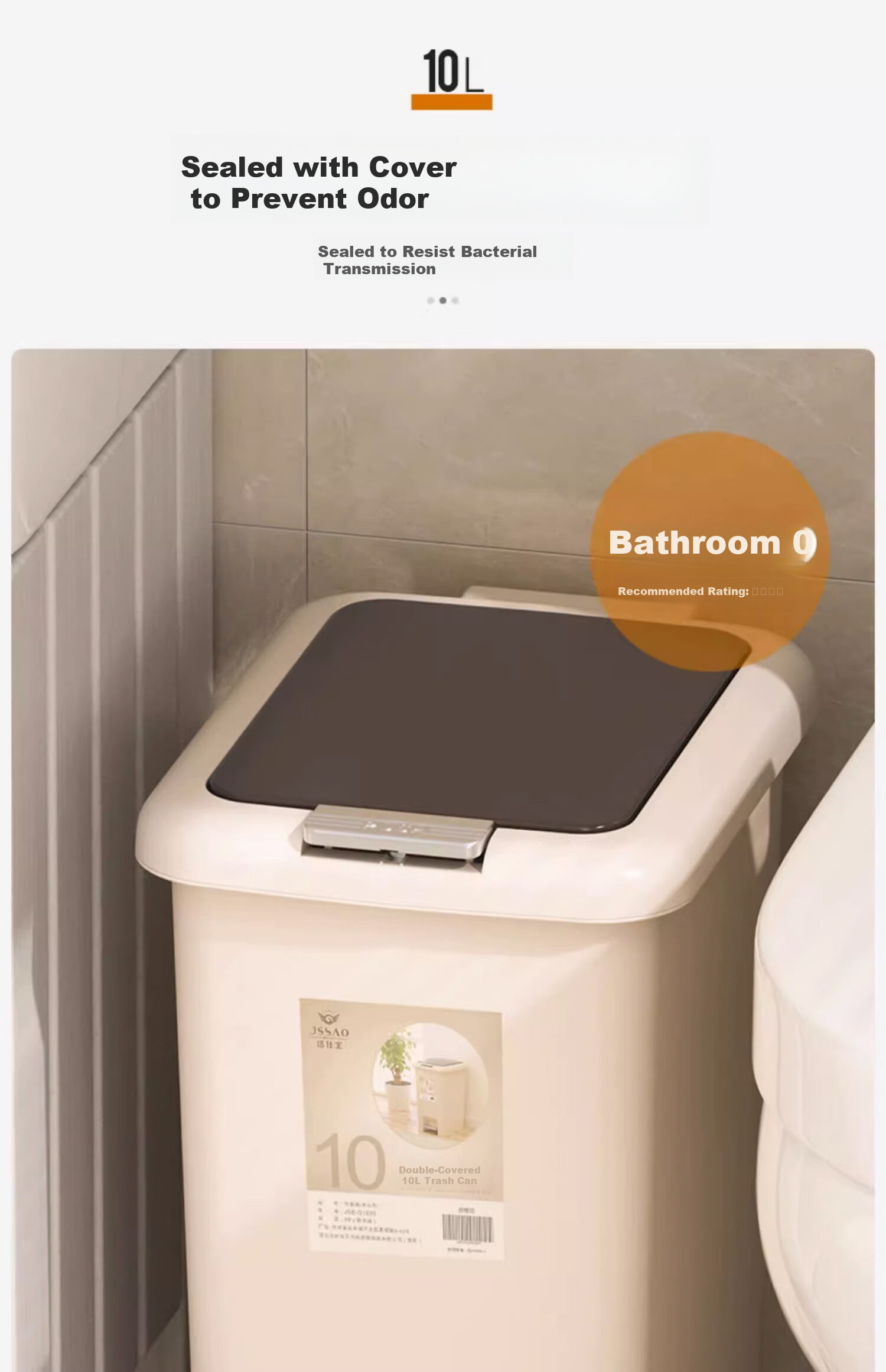Jieshibao 20L Large Press-Covered Slim Trash Can for Bathroom, Kitchen, Bedroom, Living Room, Popular Household Bin 9