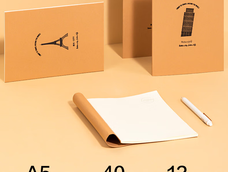 Deli 12 A5 Notebooks, 40 Sheets Kraft Paper, Stitched Soft Cover, Office Journal/Stationery Notebook/Draft Book/Diary, Back-To Essential FA54003 2