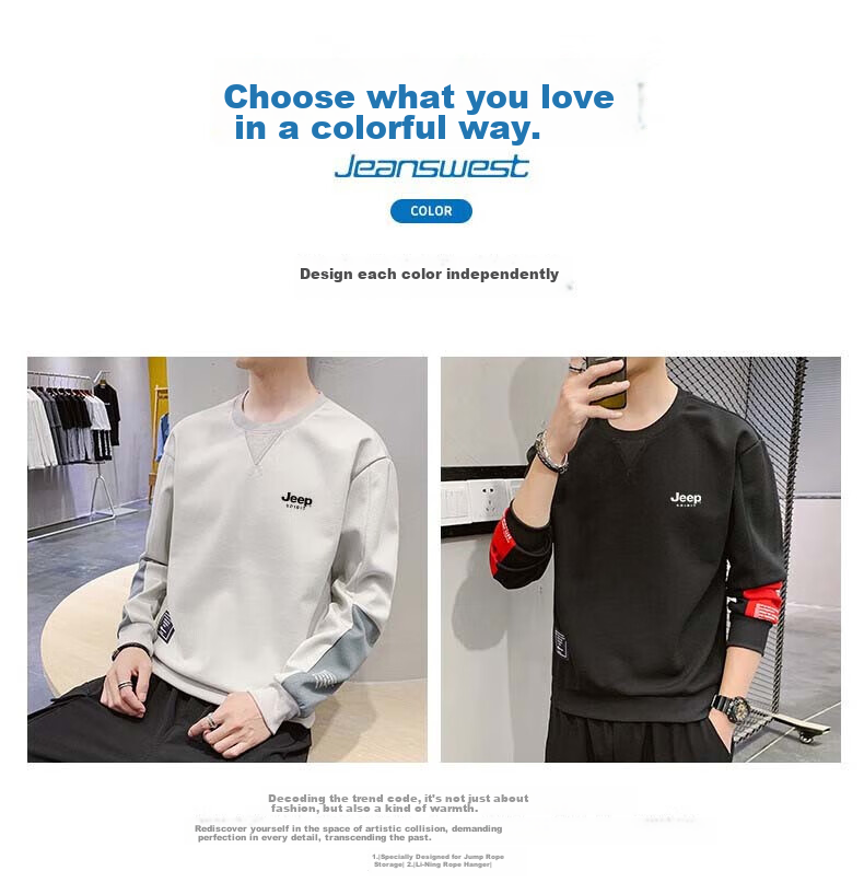JEEP SPIRIT Men's Sweatshirt, Spring And Autumn Long-Sleeve T-Shirt, Casual Round Neck Pullover for Young And Middle-Aged Men, Gray, XL 10