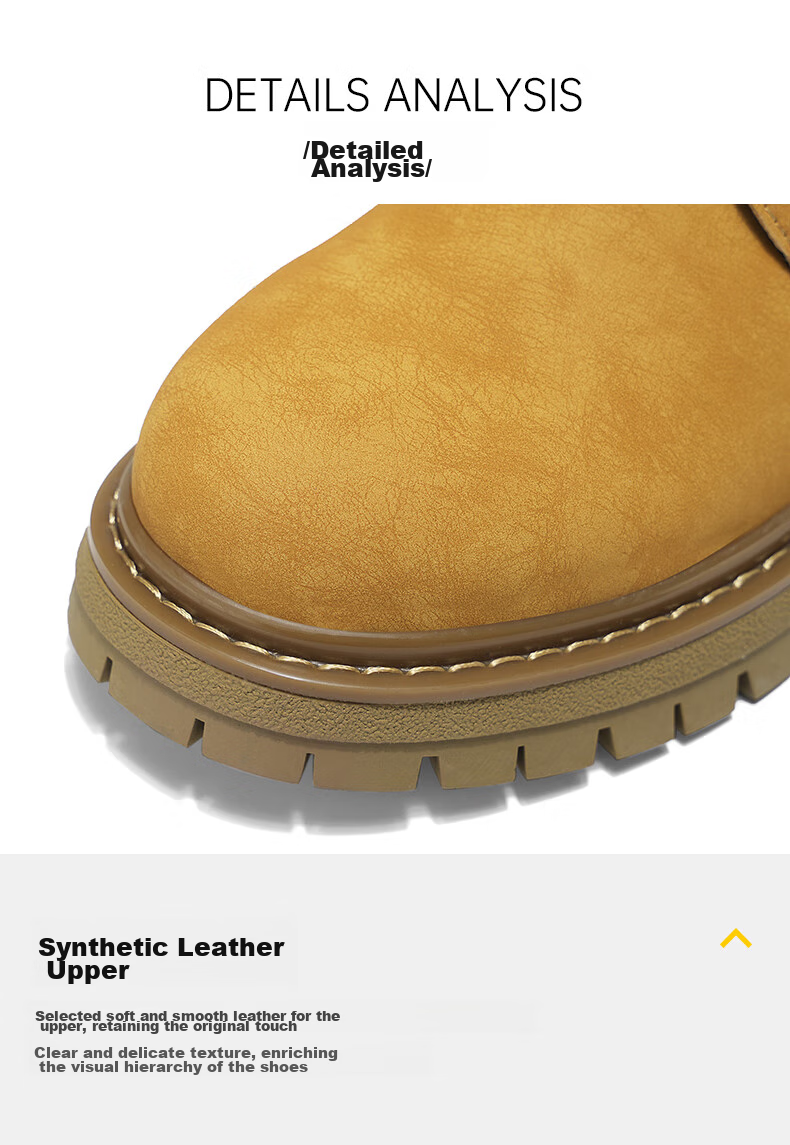 HLA Couple Boots, Yellow Boots for Men, Comfortable Thick-Soled Martin Boots, Men's Style T249, Earth Yellow Color, Size 42 17