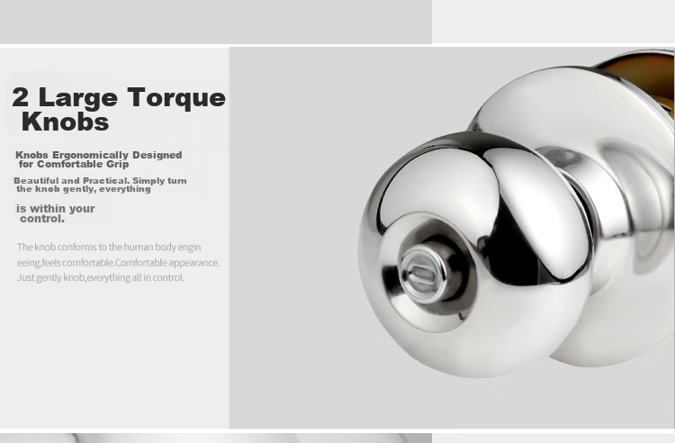 BLOSSOM Spherical Lock Stainless Steel Ball Lock Interior Door Lock Wooden Door Lock Bathroom Door Lock 5791 Silver 8