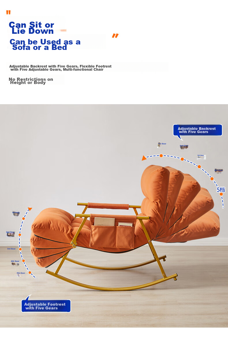 JIAYI Rocking Chair Lazy Sofa, Sleepable And Reclining, Balcony Lounge Chair, Adult Nap Living Room Single Large Sofa, 2025 New Model 7