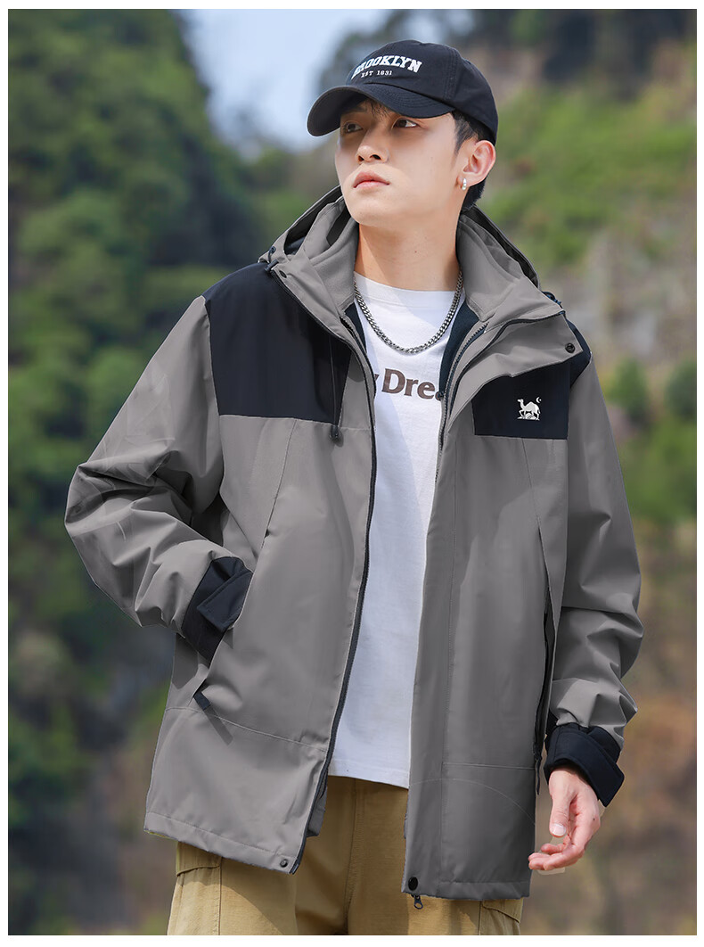 EASTERN CAMEL Couple's Three-In Waterproof Jacket, Men's And Women's Outdoor Sports Coat, Windproof Outerwear, Light Green Single Layer, 3XL 21