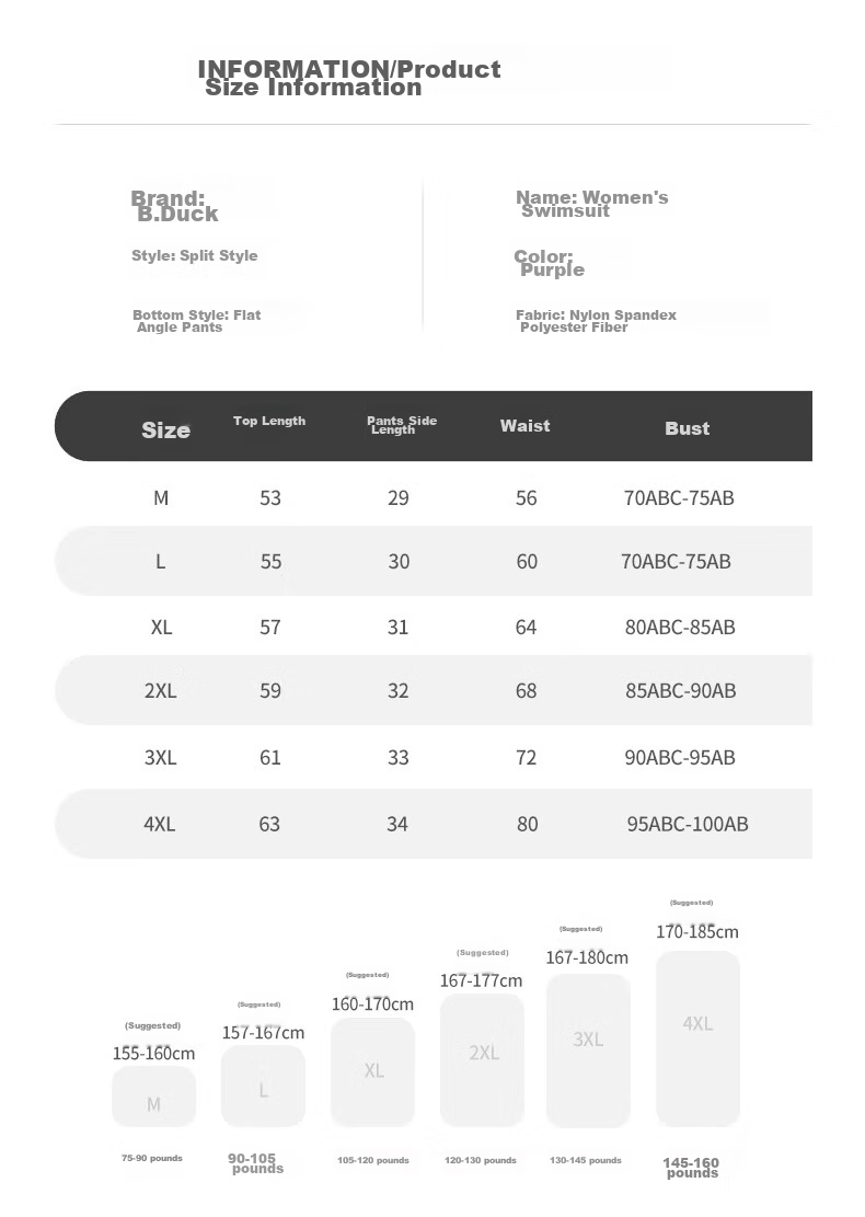 B.Duck Women's Swimsuit Three-Piece Set for Hot Springs, Conservative Tummy Control Slimming Plus Size Swimwear 2