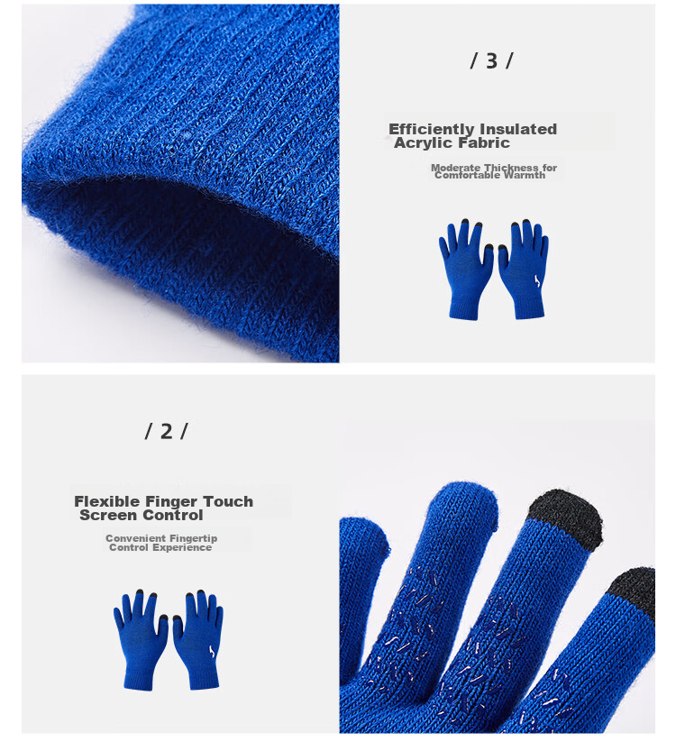 JOMA Warm Gloves for Men, Women And Children, Autumn And Winter Knitted Running Cycling Frisbee Touchscreen Gloves, Royal Blue, Children's 17cm 16