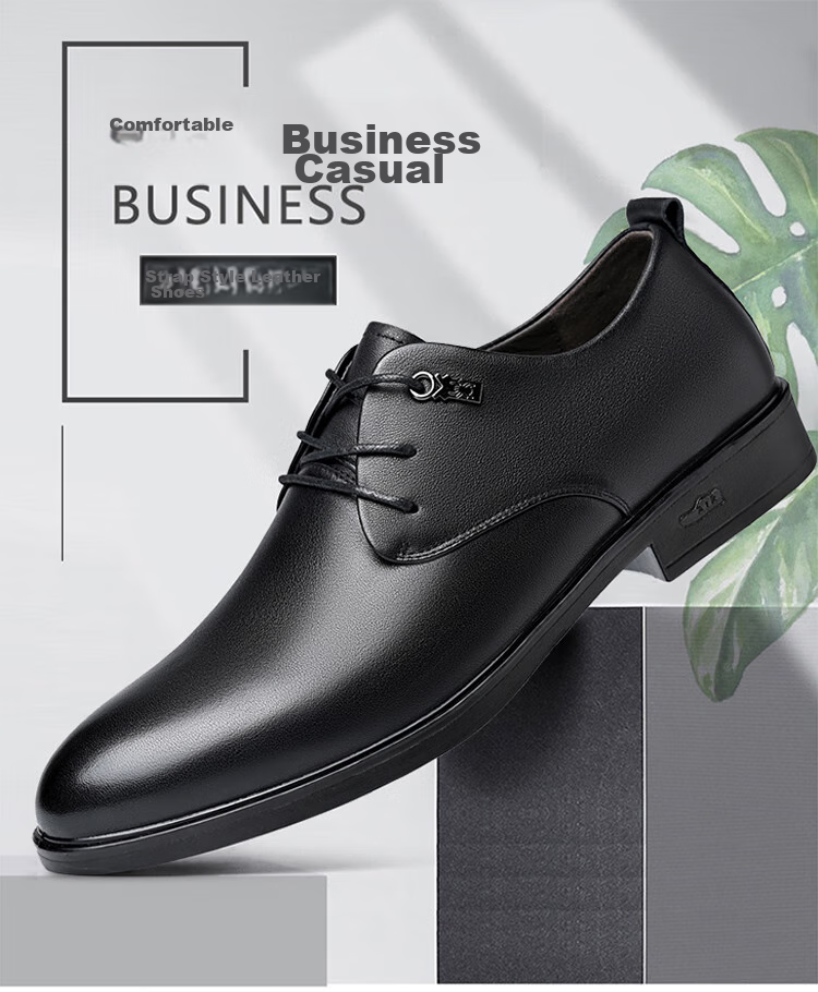 SPIDER KING Men's Leather Shoes, British Style Lace-Up Formal Shoes, Versatile Comfortable Business Casual Shoes, 22393 Black, Size 37 1