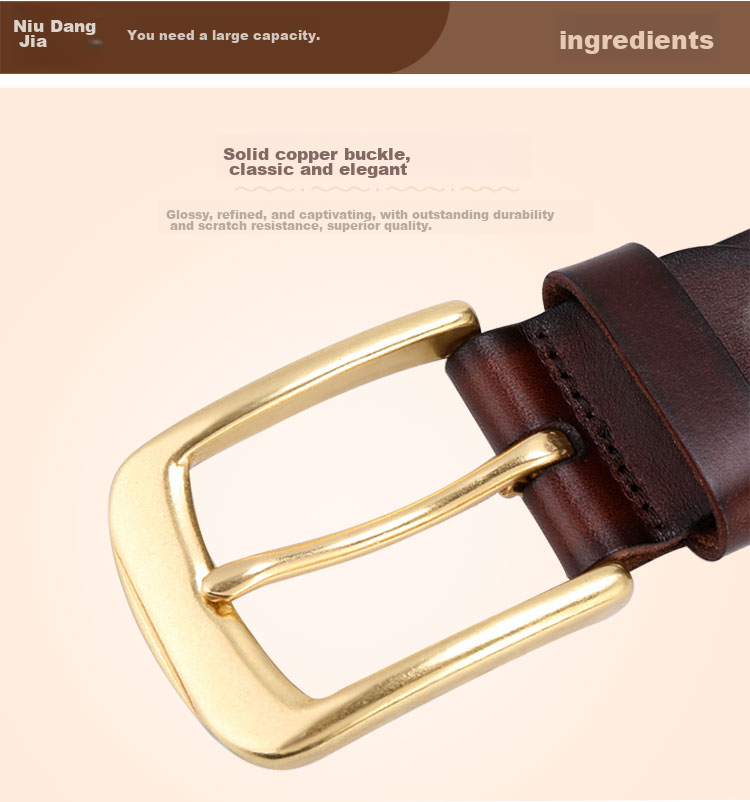 Cattlesboss Leather Belt for Men, Cowhide Waistband with Pin Buckle, Top-Grain Leather with Copper Buckle, Handwoven 1977, Dark Brown, 110cm 5