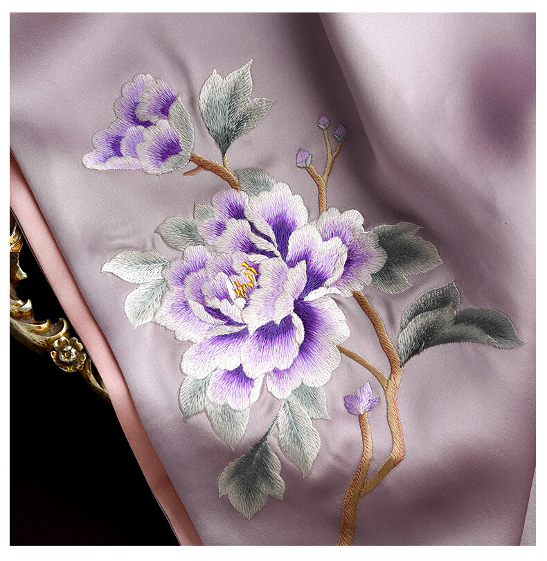 Hangsi Mansion Su Embroidery Silk Scarf Shawl Mulberry Silk Luxury Set Birthday Holiday Gift for Mom - Butterfly Green 33