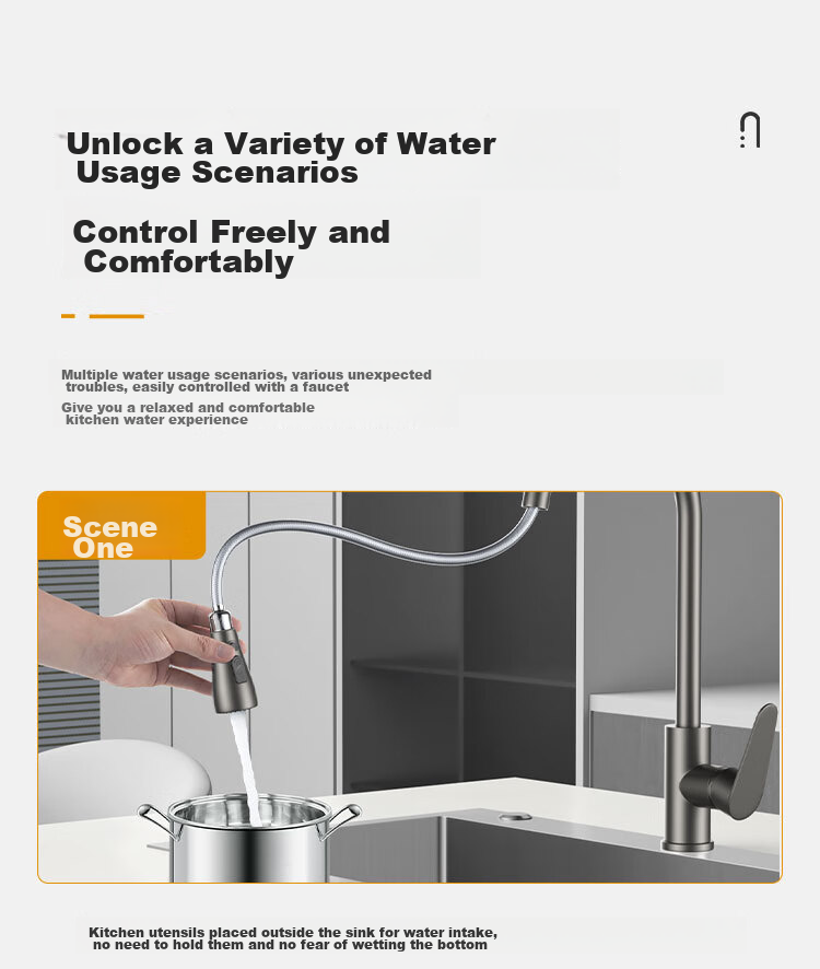 MEJUE Kitchen Faucet, Pull-Out Tap, Healthy Sink Hot And Cold Tap, 360° Rotating Vegetable Washing Basin Tap Z-1119 16