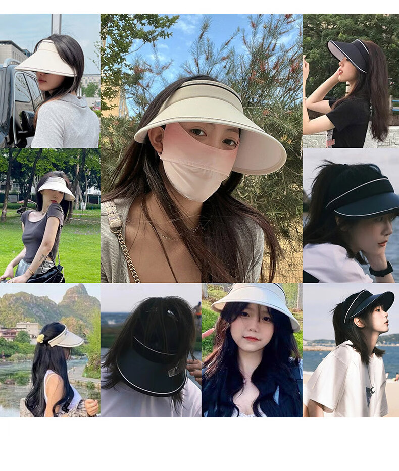 Siwangongli Sun Protection Hat for Women, Summer Seamless One-Piece UV-Resistant Sun Hat, Foldable Wide-Brimmed Cycling Cap 10