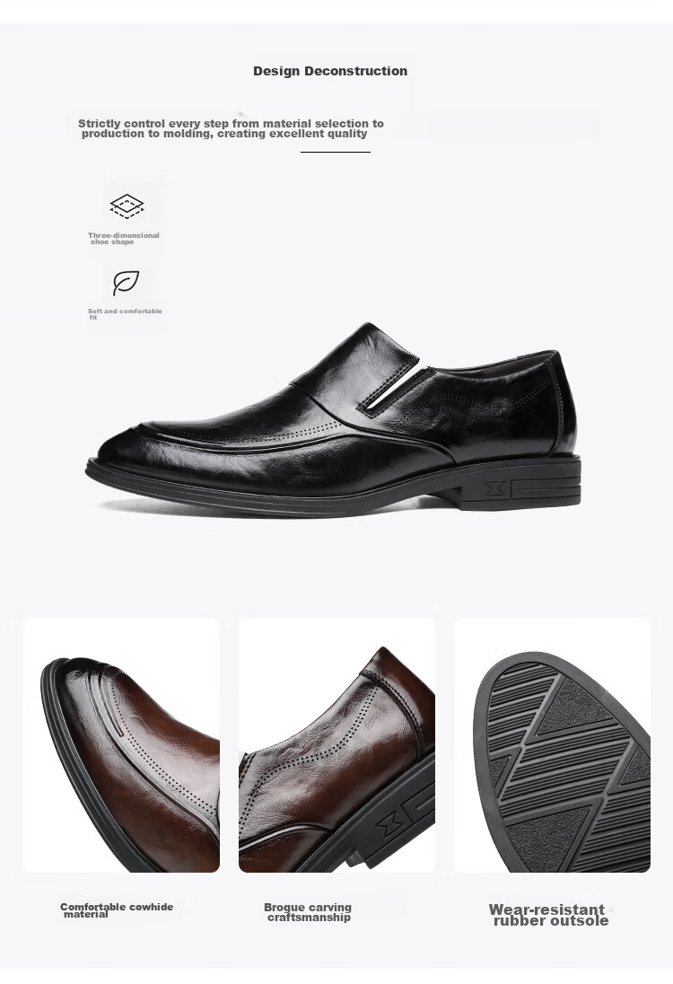 CARTELO British Business Men's Leather Shoes, Breathable Cowhide Men's Shoes, Casual Leather Shoes, Slip-On Loafers, 9832 Black, Size 42 7