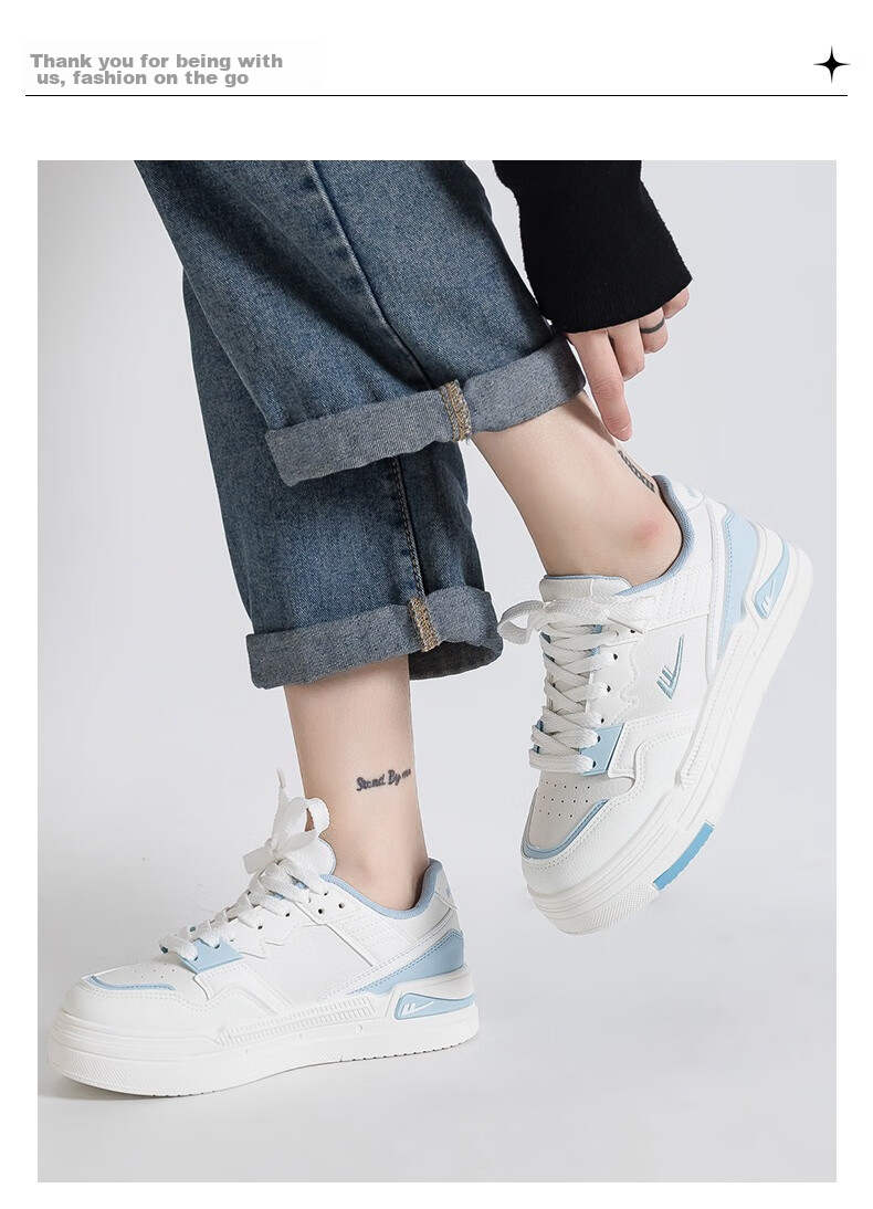 Huili Women's Shoes, White Sneakers, Trendy And Versatile Casual Shoes, Stylish Footwear for Women, 2662L, White/light Blue, Size 40 14