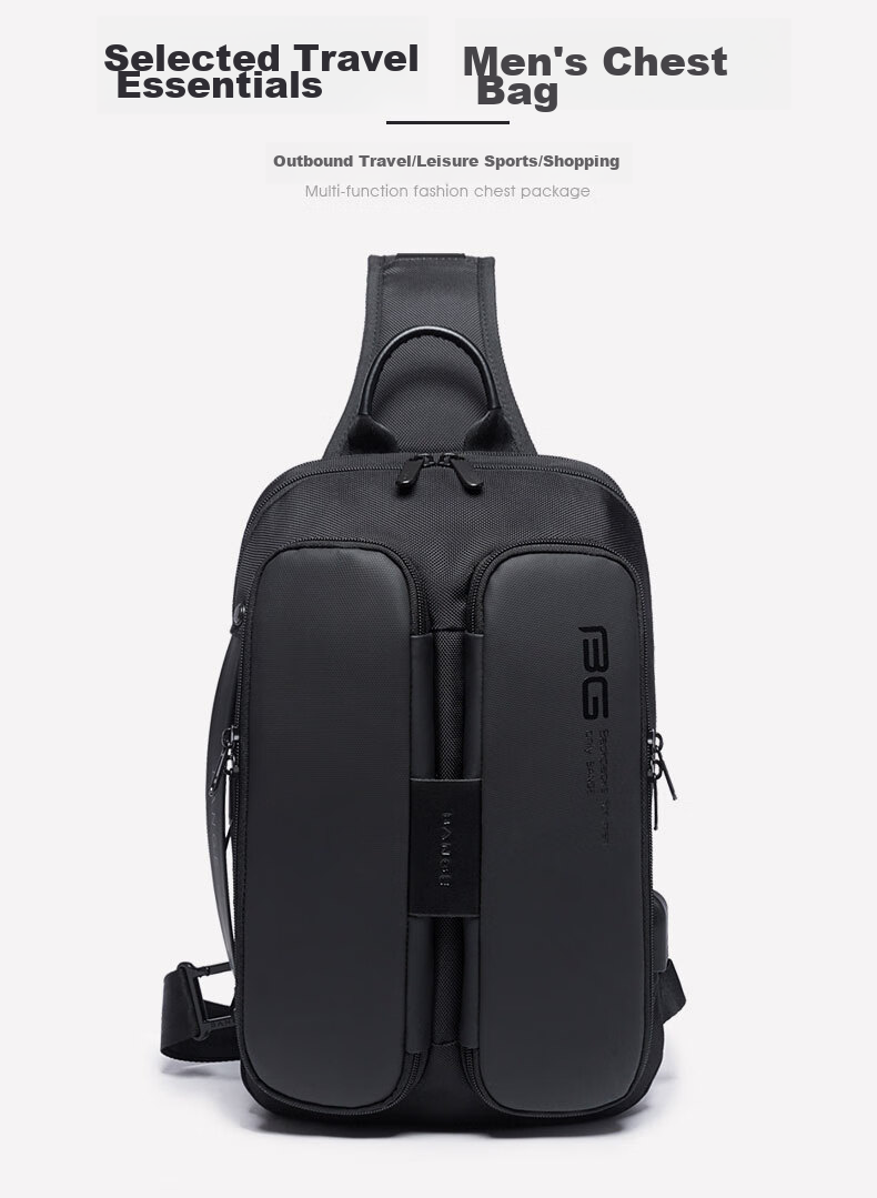 Bange Chest Bag for Men, Travel Shoulder Bag, Business Casual, Multi-Compartment, Large Capacity, Versatile, 11-Inch Tablet Crossbody Bag, Black 5