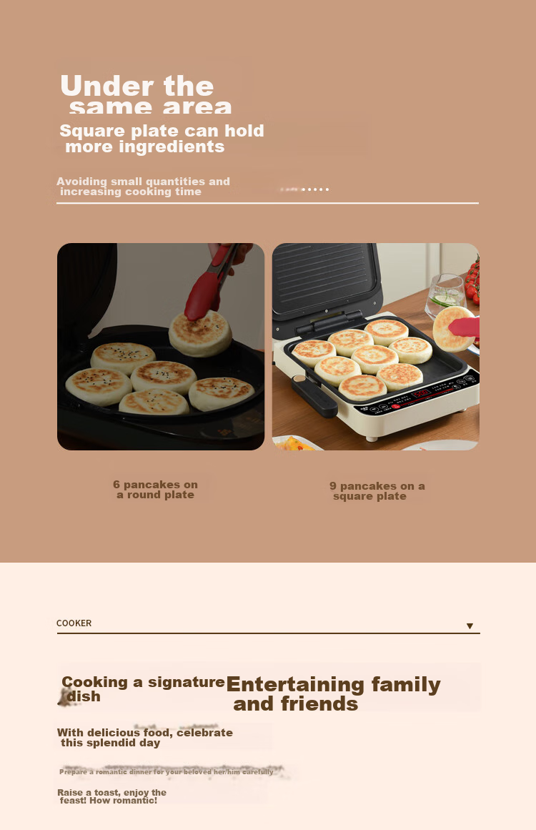 Liven Electric Griddle for Home Use, 35mm Floating Deep Plate, Adjustable Heat, Double-Sided Heating, Grill Pan, Sandwich Breakfast Maker LR-J3031 7