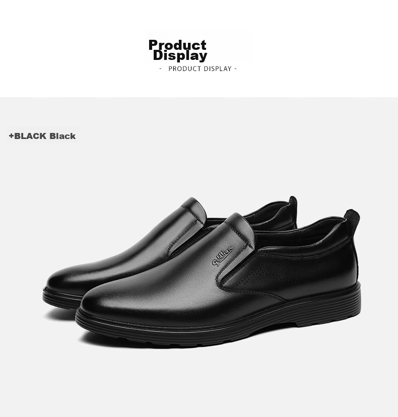 Goldlion Men's Formal Business Casual Shoes, Comfortable Lightweight Breathable Leather Shoes, 50383013301A-Black Size 43 11