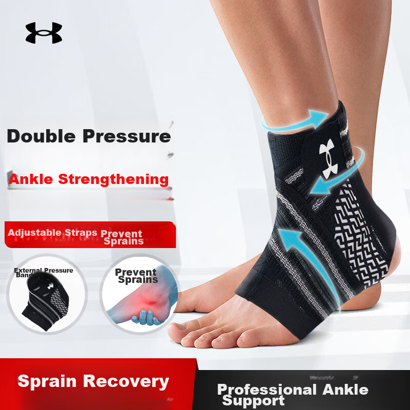 Under Armour Lace-Up Compression Ankle Support for Basketball, Football, Sports, Running, Sprain Prevention And Injury Protection, Black, Size L