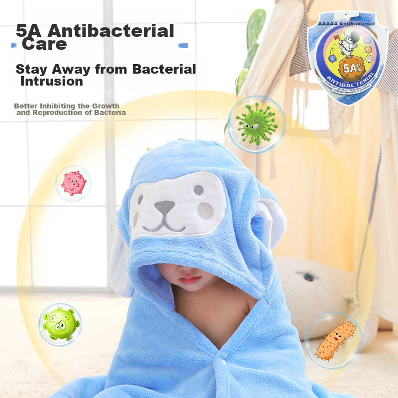 Nanjiren Baby And Child Bath Towel Cape with Hood, Cotton Gauze Absorbent Coral Fleece Bath Towel, Baby Bath Robe Cloak Wrap