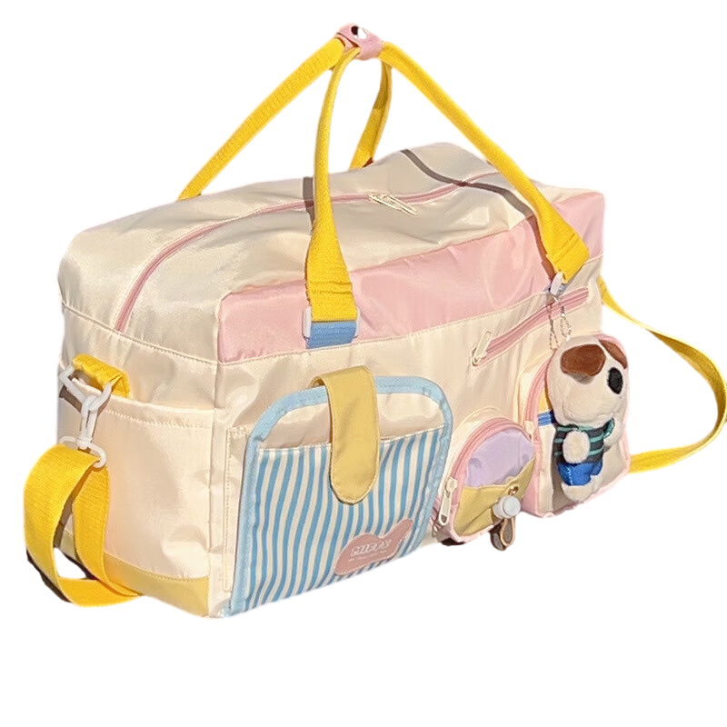 Fanyejia Ins Style Travel Bag for Women, Large Capacity Handheld Divided Luggage Storage Bag, Short-Trip Outdoor Travel Carry-On Maternity Bag