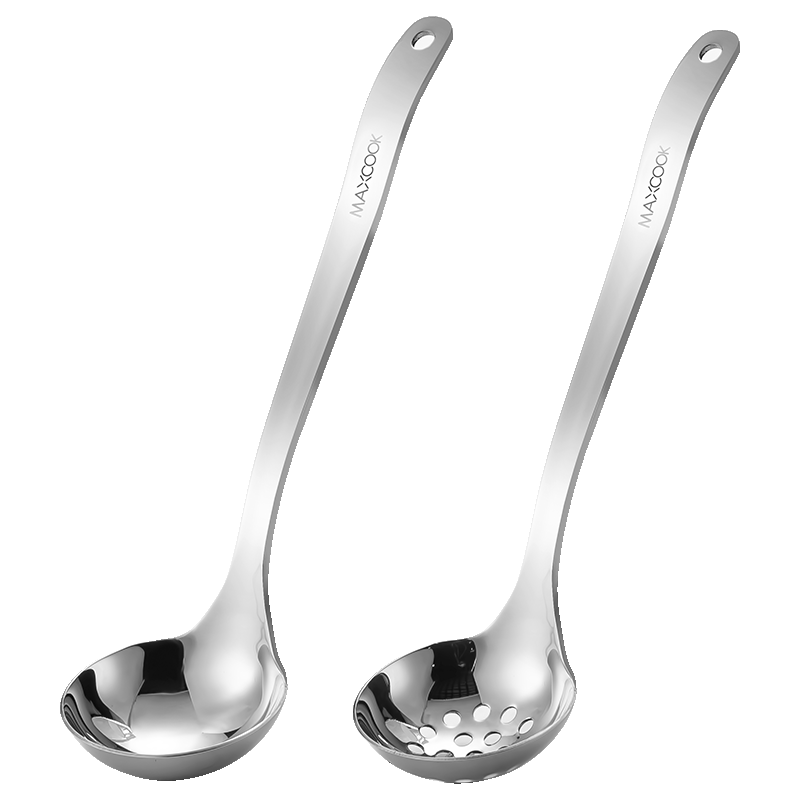 MAXCOOK 316L Stainless Steel Hot Pot Ladle, Soup Ladle, Strainer Ladle Two-Piece Set, Thickened And Extended, Long Handle MCCU3055