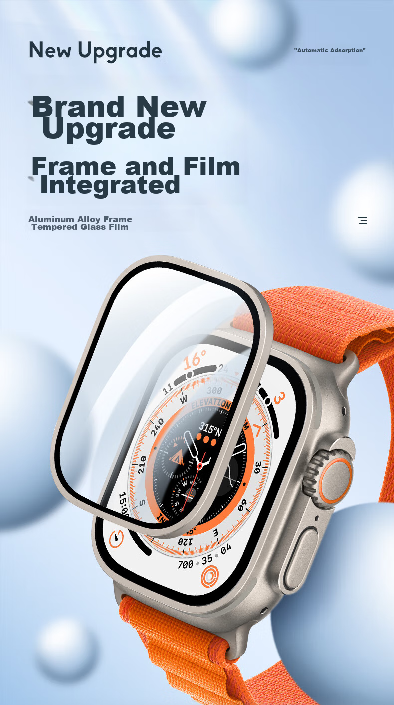 BHO [Compatible with Ultra3/2/1] Tempered Glass Screen Protector for Apple Watch Ultra3, Full Coverage Protective Film for Apple Watch Ultra3/2/1 2