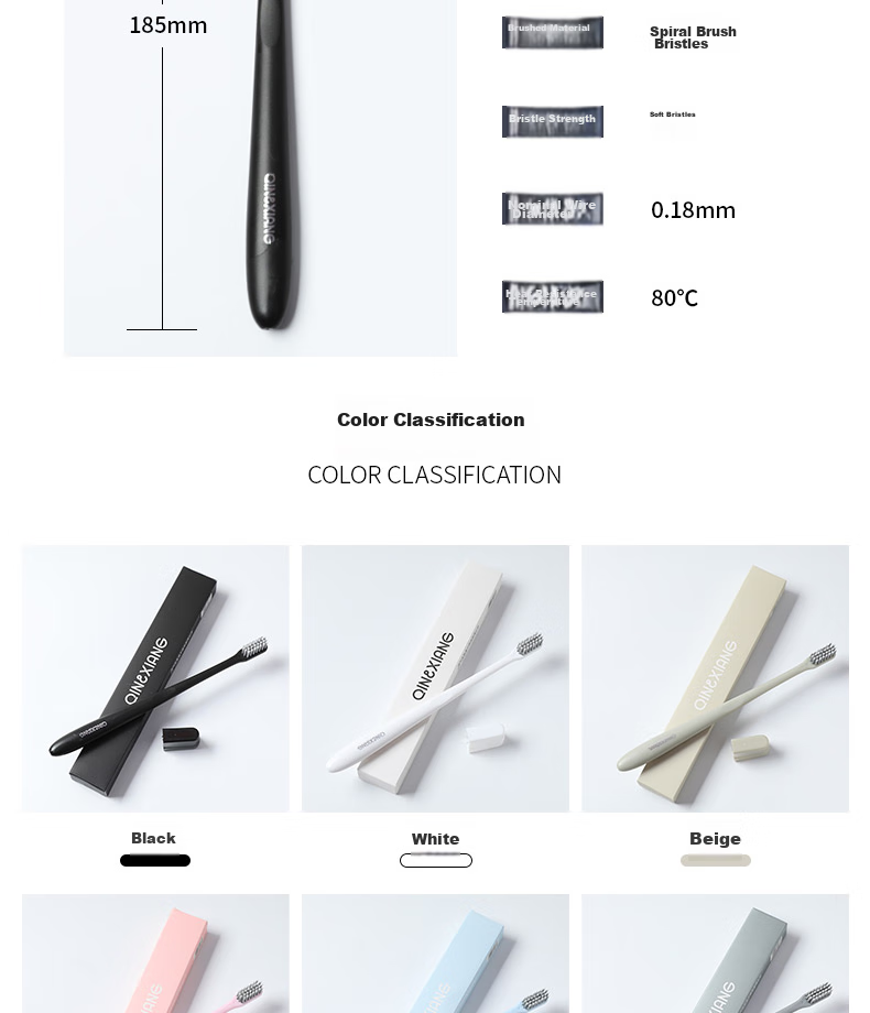 Qinxiang Adult Ultra-Fine Soft Bristle Simple Toothbrush, Small Head Japanese-Style Toothbrush Elegant 6-Pack (Random Colors) 2