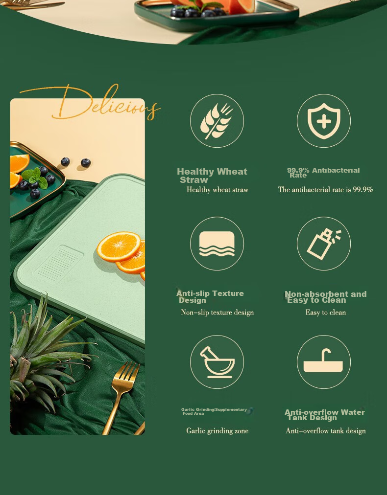 Suncha Antibacterial And Mold-Resistant Cutting Board, Fruit And Baby Food Board, Double-Sided Chopping Board for Home Use, Sticky Plastic Cutting Block, 40*28*1 2