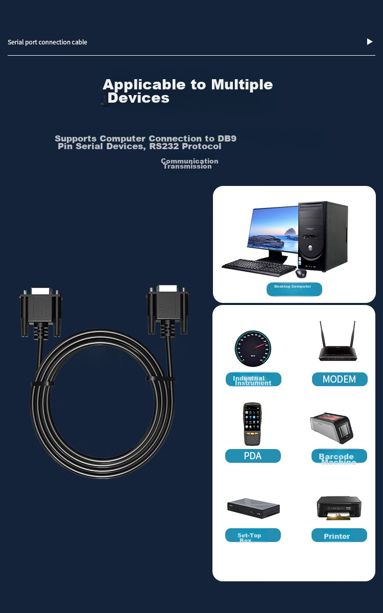 Fengyingzi RS232 Serial Port Male to Female Cable, DB9(Male)/DB9(Female), COM Cable, Male to Female Extension Cable, Straight-Through Cable, Black, 0.5 Meter, FYZ-WK11C 4