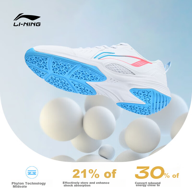 Li-Ning Badminton Shoes All-Round King V2.0 Unisex Shock-Absorbing Non-Slip Training Sports Shoes, Standard White/purple, Size 36
