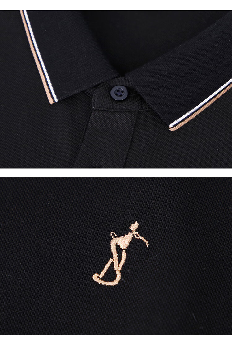 TRIES Polo Shirt for Men, Short-Sleeved Summer Silk 7A Antibacterial Cool-Feeling Plum Blossom Embroidery Pineapple Texture Top, Suitable for Outer Wear Or Inner Layering 9