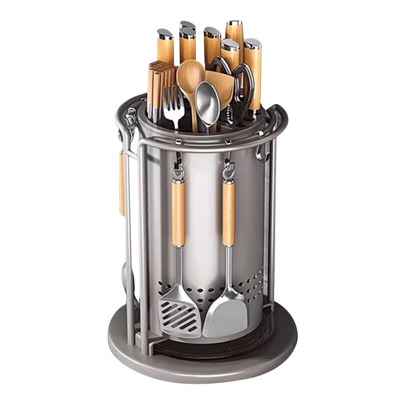 Jingyan Rotating Knife Holder, Chopstick Storage Box, Kitchen Utensil Organizer Rack, Countertop Chopstick Cage Integrated Shelf, Knife And Spatula Hanger