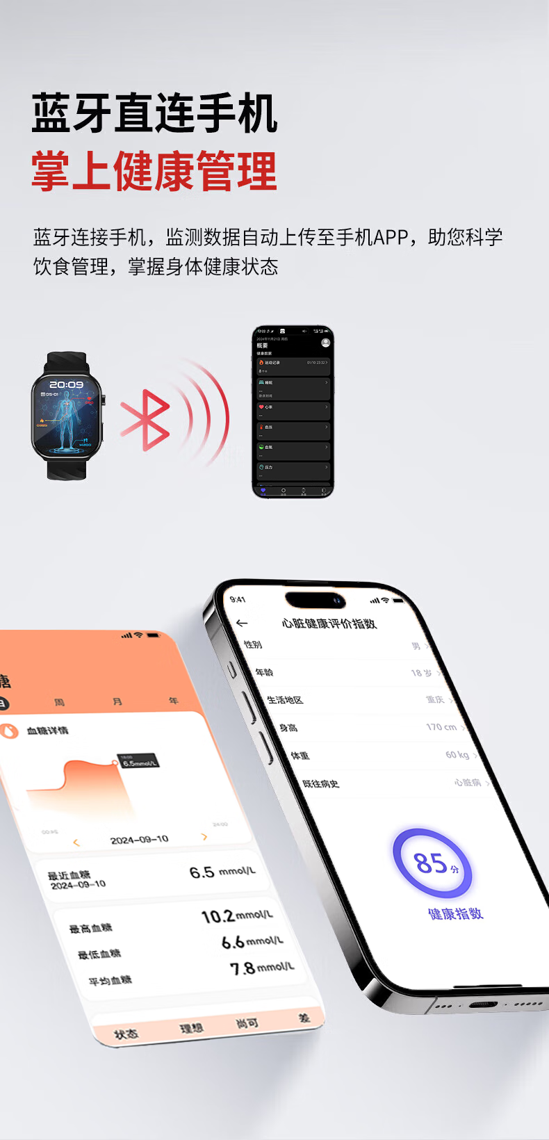 AILUO Blood Glucose Monitoring Watch: All-In Smart Health Device for Blood Pressure, Heart Rate, ECG And Stroke Detection, Non-Medical Grade, Non-High Precisio 4