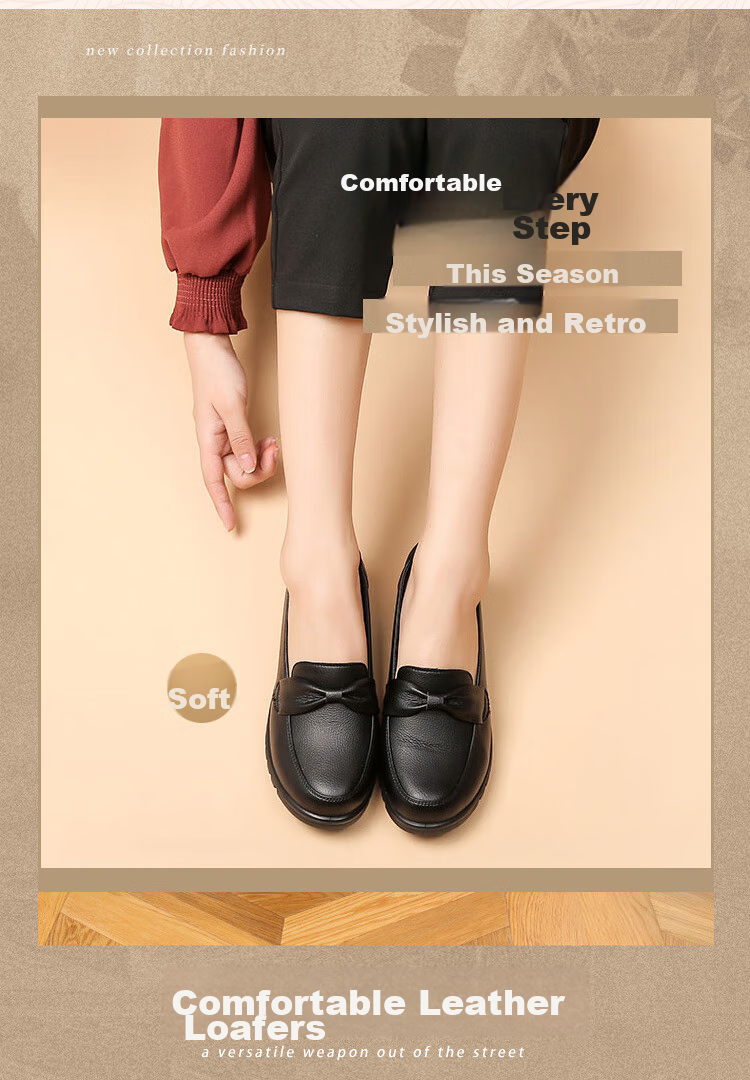 EGCHI Women's Shoes, Middle-Aged And Elderly Mom Shoes, Ladies Leather Shoes, Loafers, HD7518 Casual Style, Size 41 2