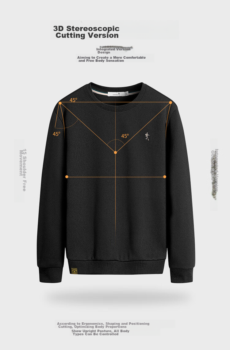 DANCING WOLVES [Xinjiang Long-Staple Cotton] Versatile Round Neck Top for Autumn And Winter, Skin-Friendly Breathable Men's Sweatshirt, 001 Black, Size 170 5