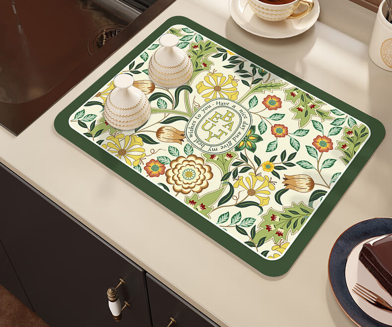 Siwangongli Kitchen Countertop Draining Mat, Sink Splash Guard, Dish Drying Pad, Bar Water-Absorbing Coaster, Washable Heat-Resistant Mat 2
