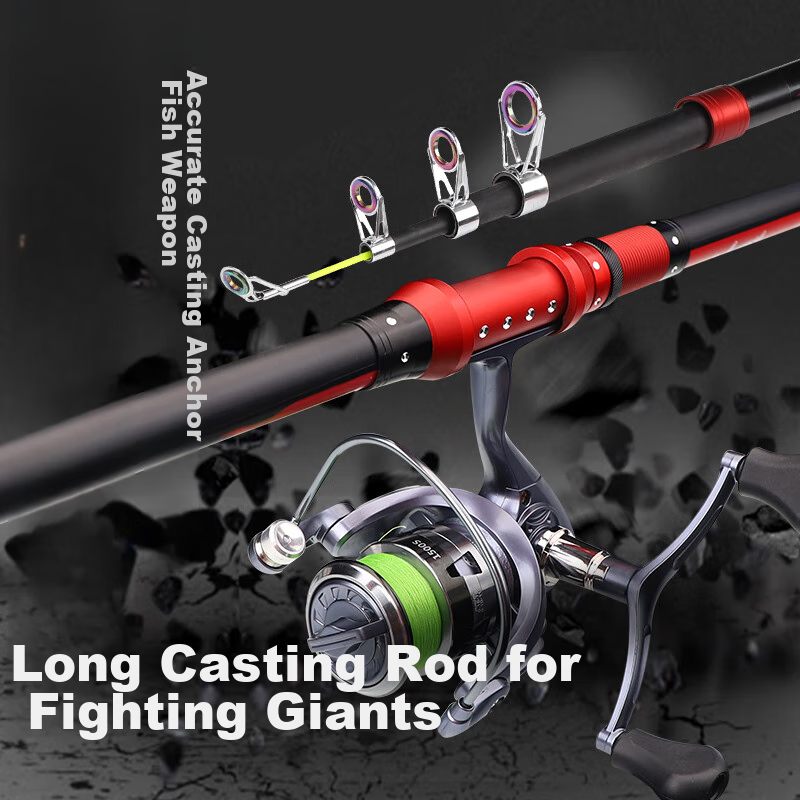 Taigek Fishing Rod Set, Huolong 2.1 Meters Carbon Fiber Casting Rod, Sea Rod, Fishing Tackle, Complete Set of Fishing Rods