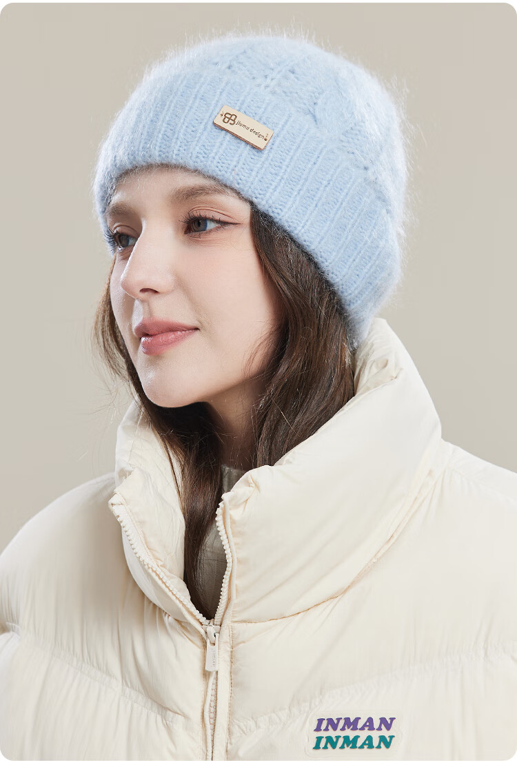 JIUMU Wool Warm Knit Hat, Autumn And Winter Sheepskin Knitted Hat, Cold Hat, Winter Hat, Outdoor Ear Protection Cold Cap for Wome 17