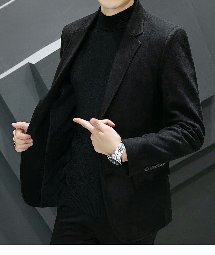 ROMON Men's Suit, Spring And Autumn Woolen Blazer, Business Casual Outerwear Jacket for Me 19