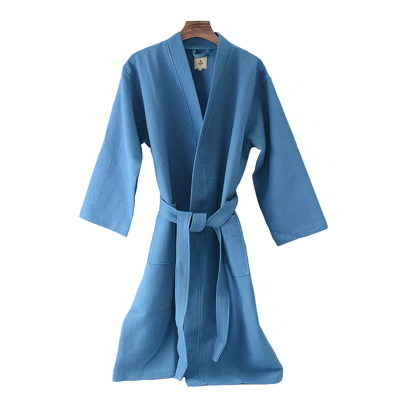 Grace Antibacterial Anti-Mite Bathrobe, Pure Cotton Absorbent Robe, Simple Home Steaming Suit, Waffle Pattern Sleepwear for Men And Wome