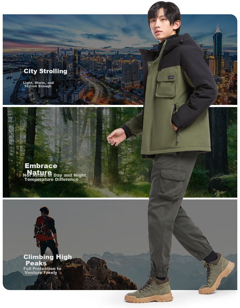 CAMEL Men's Workwear, Couple's down Jacket, Men's Short Duck Down Outdoor Sports Windproof Coat, Winter M13CR07096 15