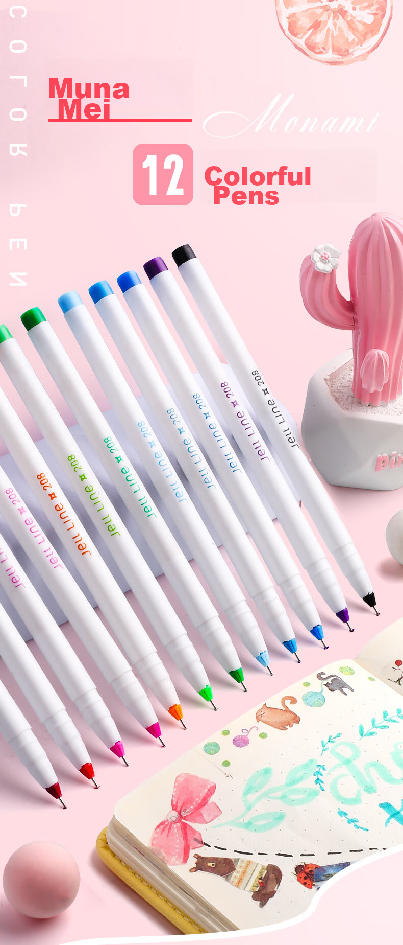 Monami [Back to School Essential] Monami (Monami) Needle-Tip Gel Pen Set with Frosted Colorful Barrel, Ballpoint Pen, Signature Pen, 0.5mm Black Ink, 02091-6 Pack 1