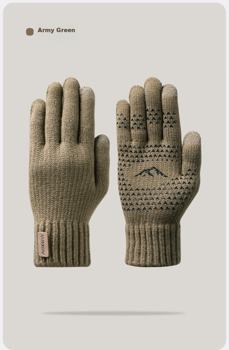 MISSION UV Warm Gloves for Men, Thick Winter And Autumn Outdoor Cycling Driving Anti-Cold Touchscreen Compatible Knitted Gloves 11