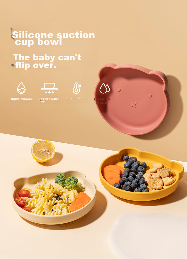 LUSN Baby Suction Plate, Self-Feeding Divided Silicone Bowl Set, Specialized Tableware for Children's Meals 1